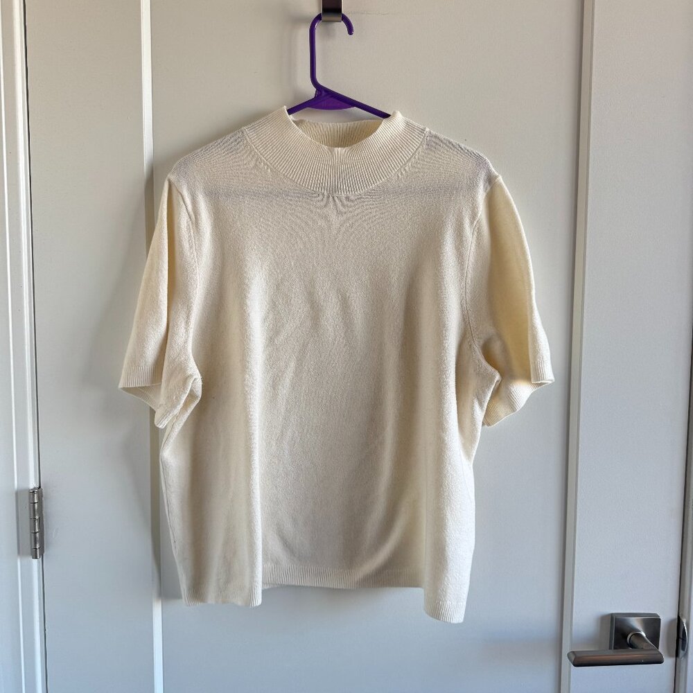 Women's Short Sleeve Mock Turtleneck Pullover Sweater - A New Day Cream XXL
